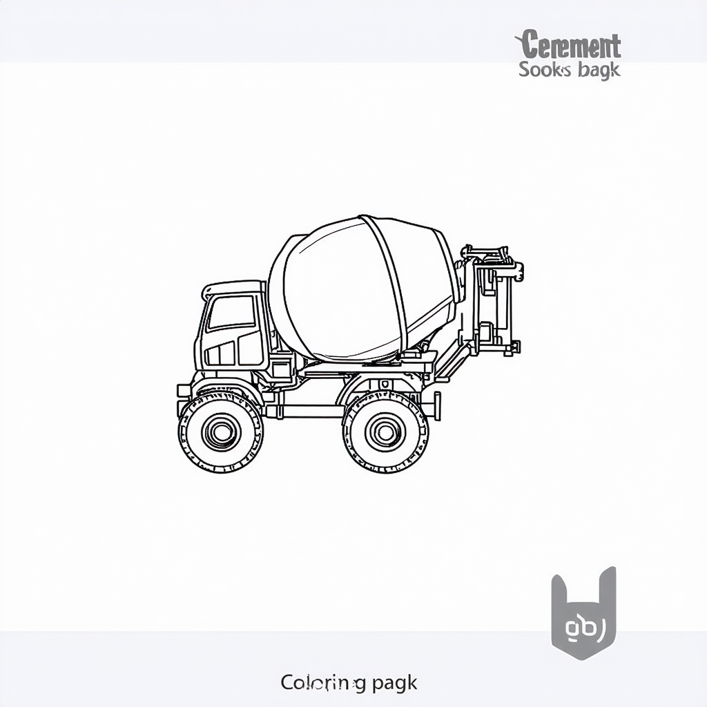 Cement Mixer Coloring Page