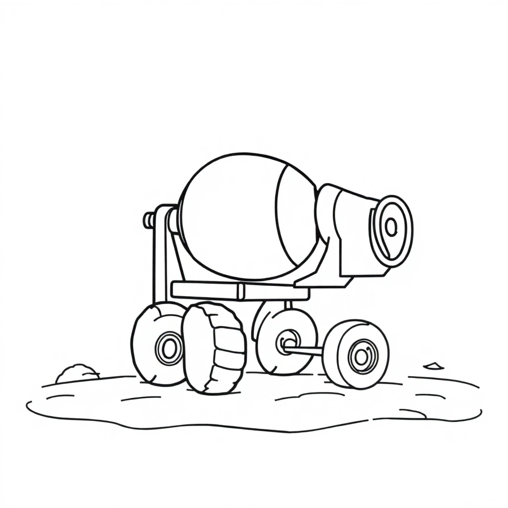 Cement Mixer On Beach Coloring Page
