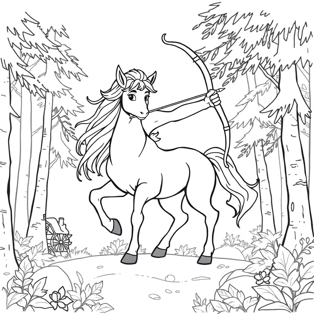 Centaur Archer In Forest Coloring Page