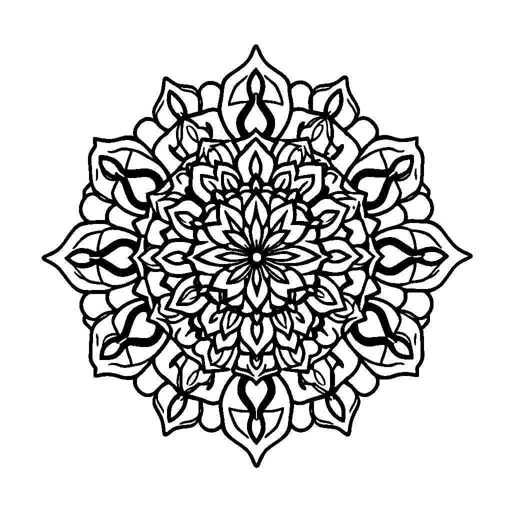 Chibi Art Nouveau Mandala Coloring Page