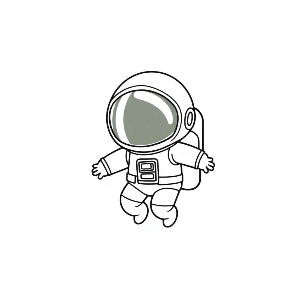 Chibi Astronaut Floating In Space Coloring Page