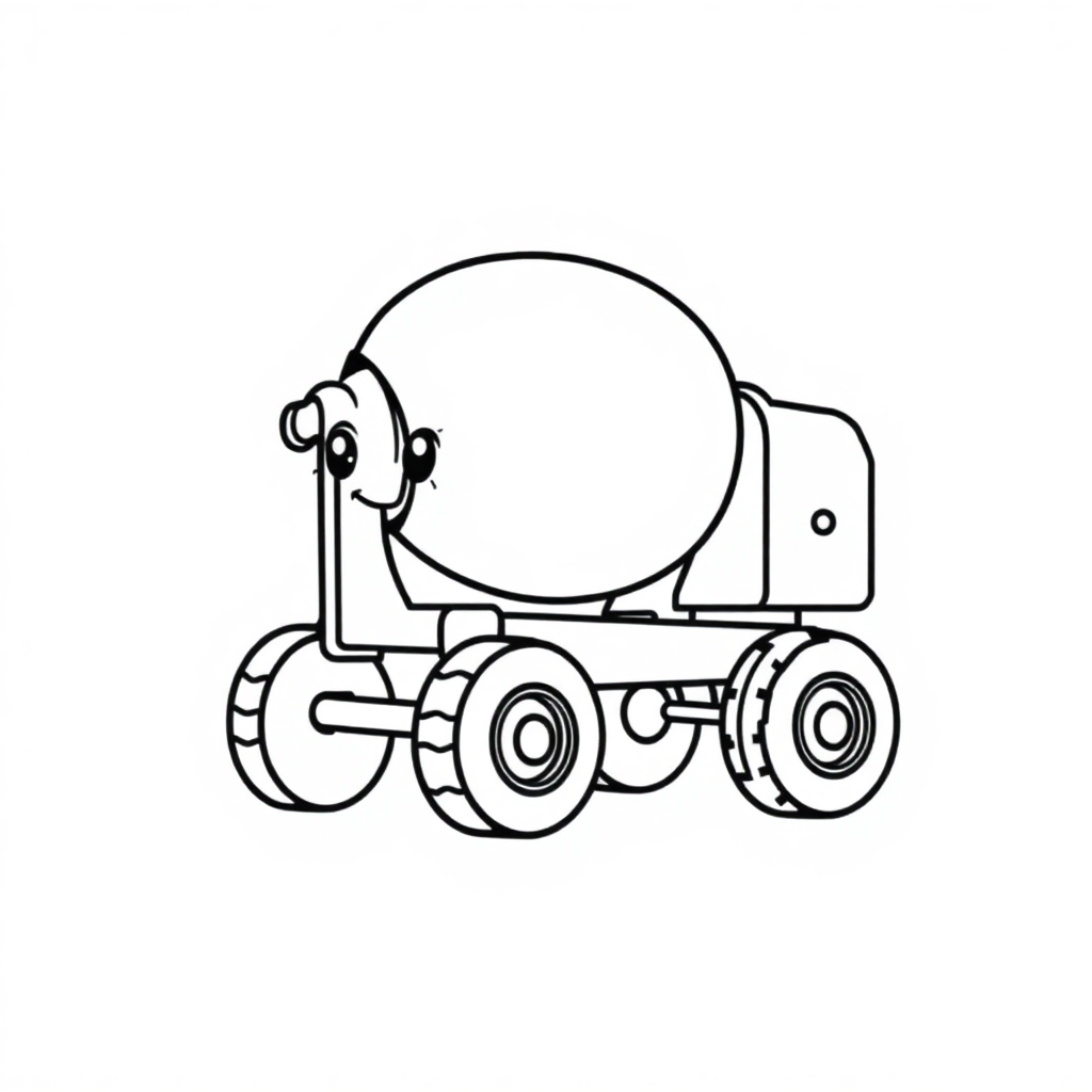 Chibi Cement Mixer Coloring Page