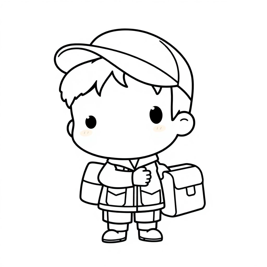Chibi Mail Carrier Coloring Page