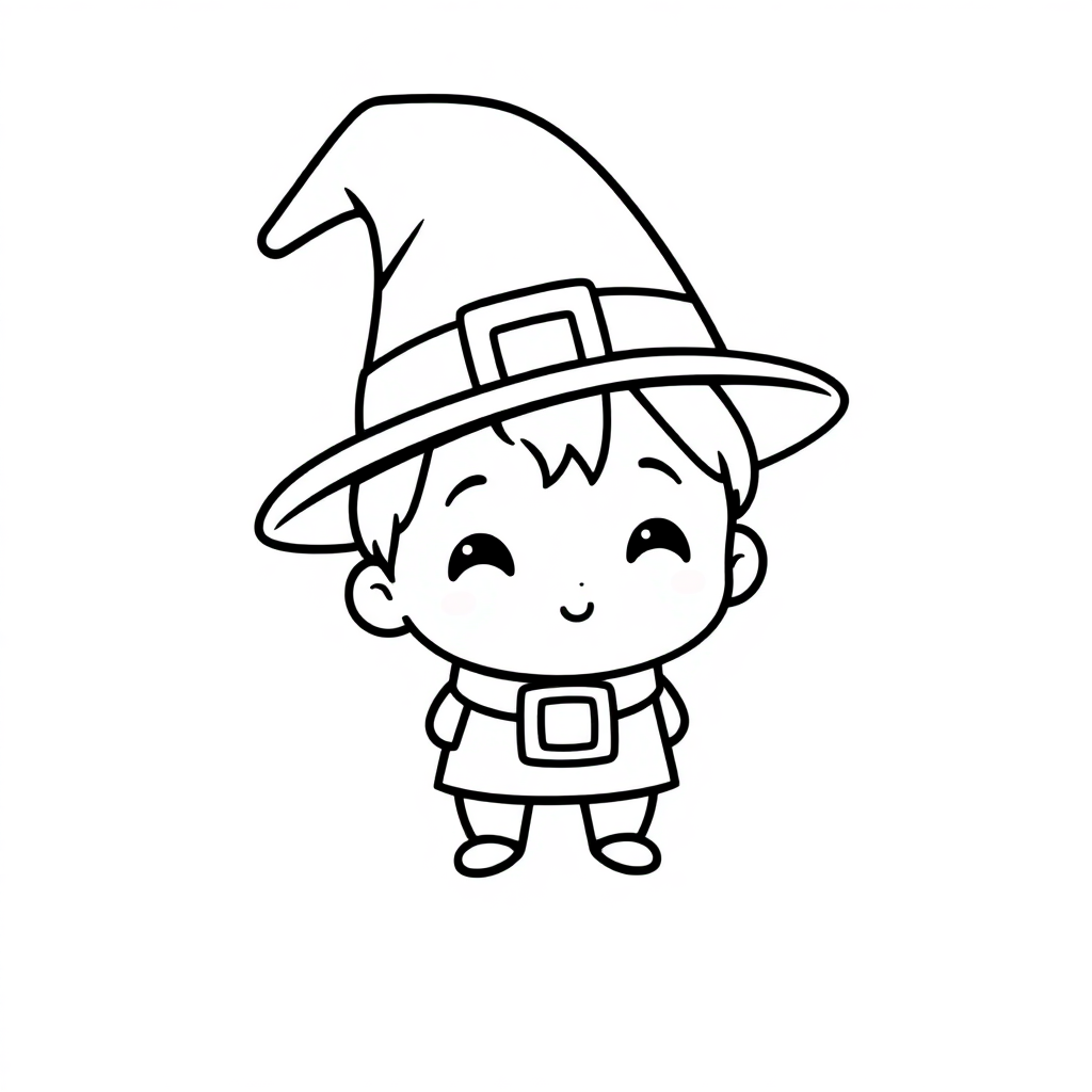 Chibi Pilgrim Hat Coloring Page