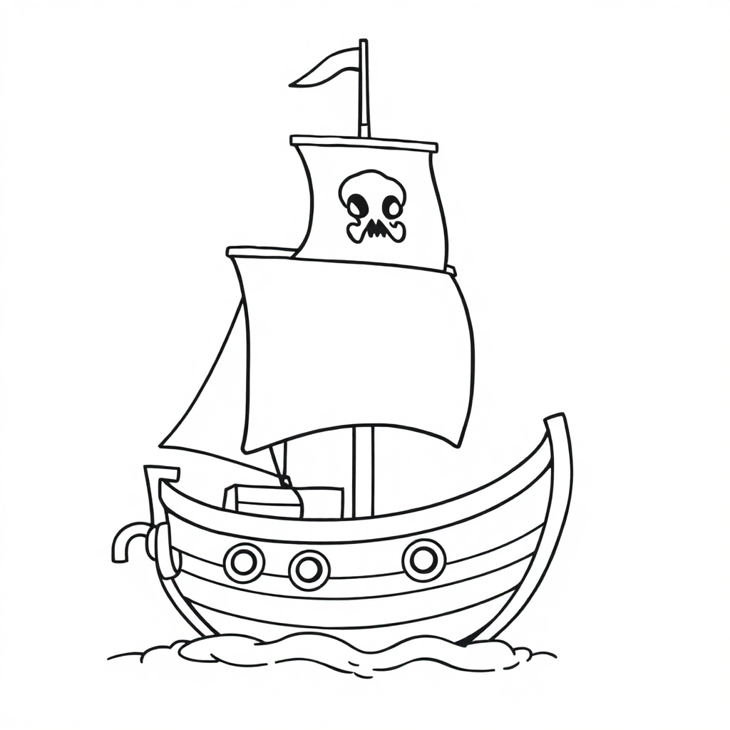 Chibi Pirate Ship Coloring Page