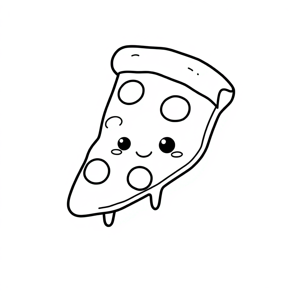 Chibi Pizza Slice Coloring Page