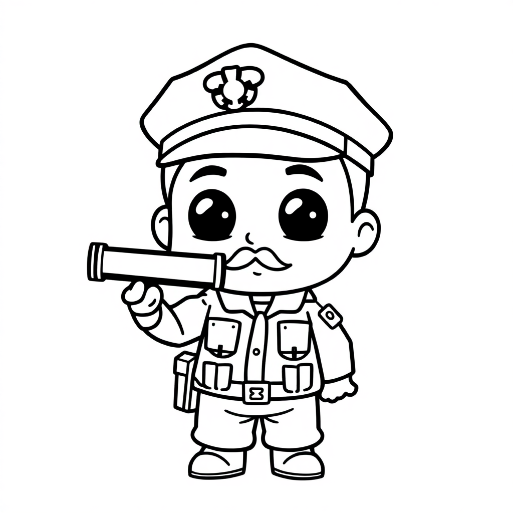 Chibi Police Officer Coloring Page