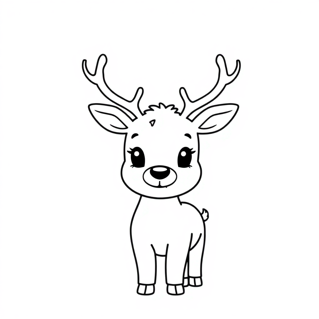 Chibi Reindeer Coloring Page