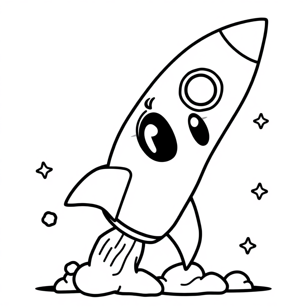 Chibi Rocket Launching Coloring Page