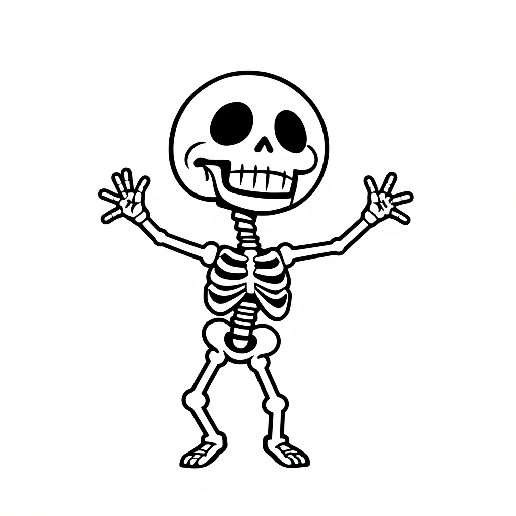 Chibi Skeleton Dancing Coloring Page