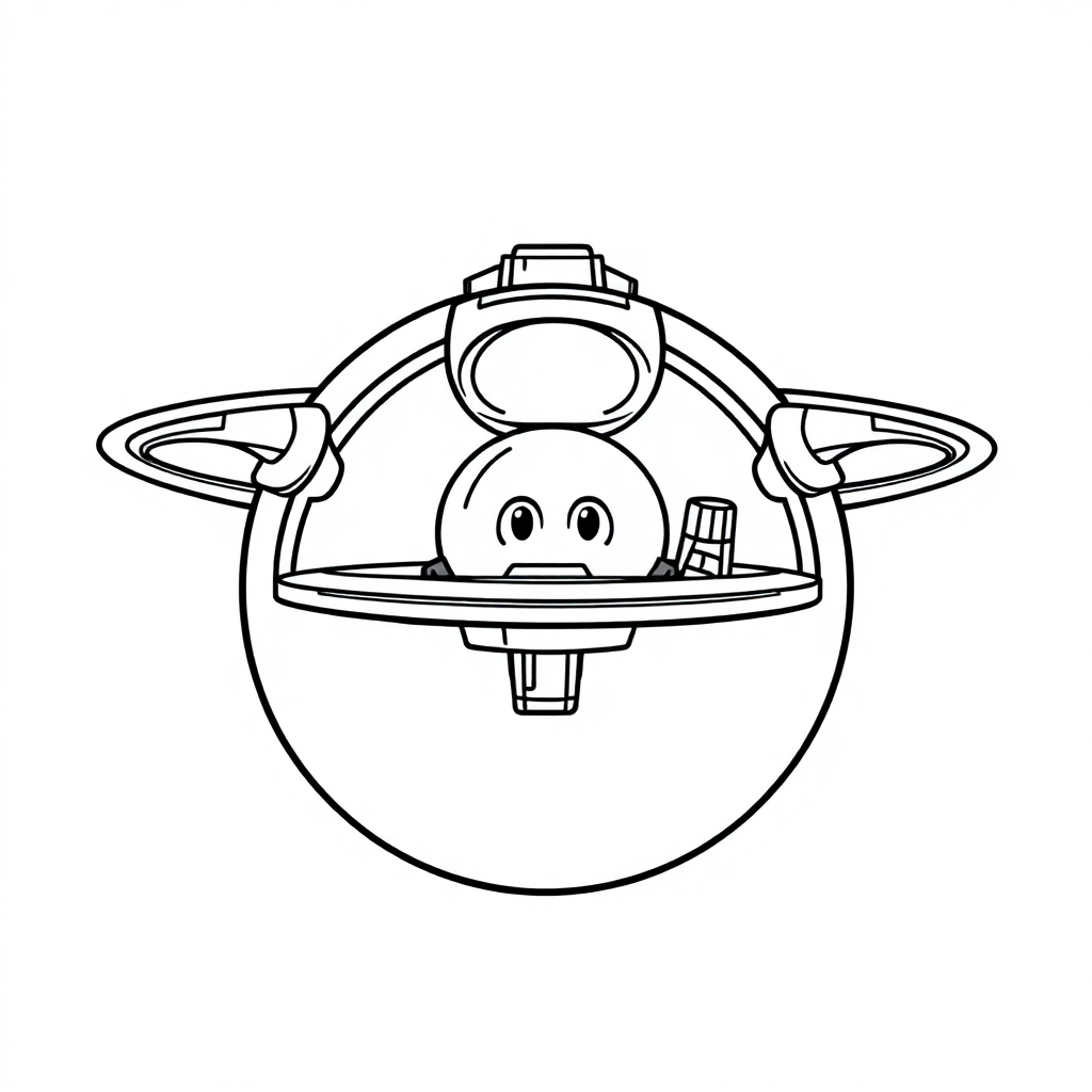 Printable Chibi Space Station Coloring Page