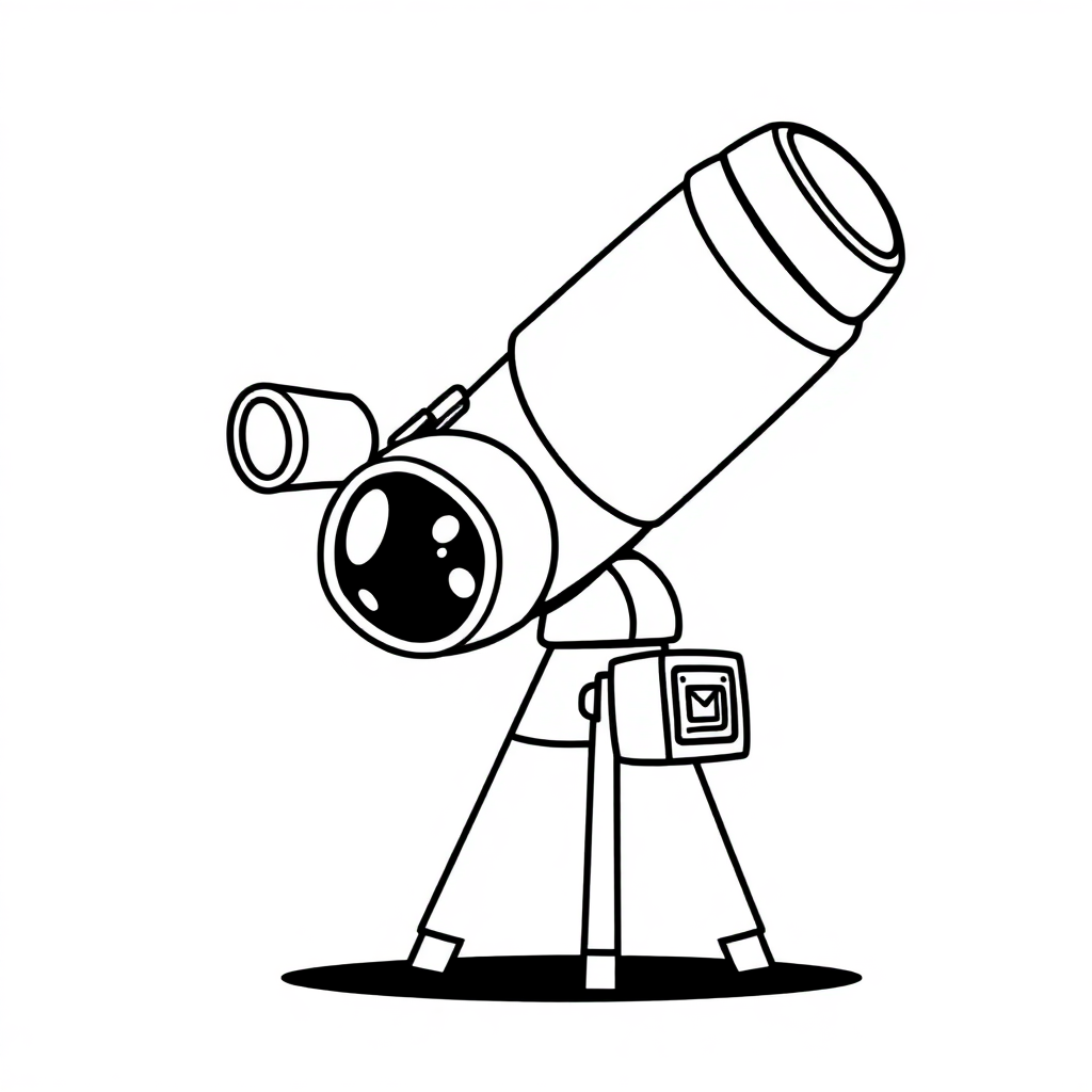 Chibi Space Telescope Coloring Page