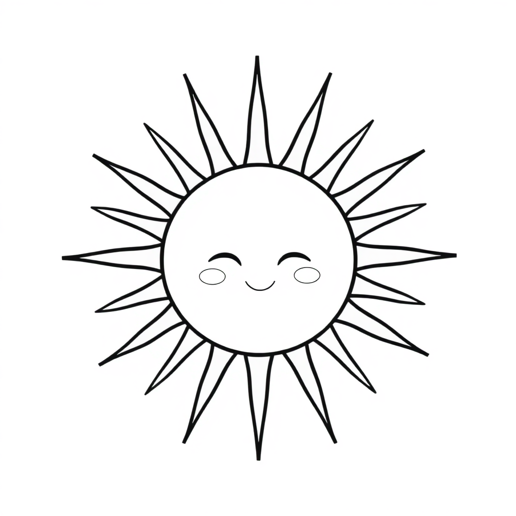 Chibi Sun With Rays Coloring Page