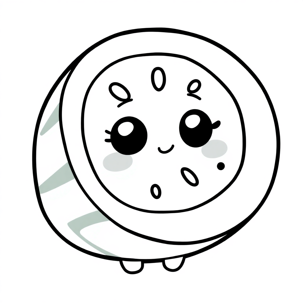 Chibi Watermelon Slice Coloring Page