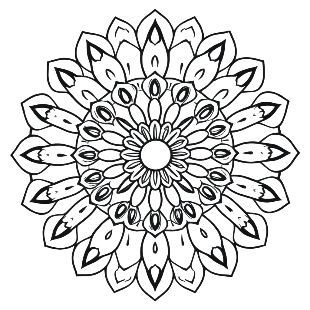 Circular Mandala With Petals Coloring Page