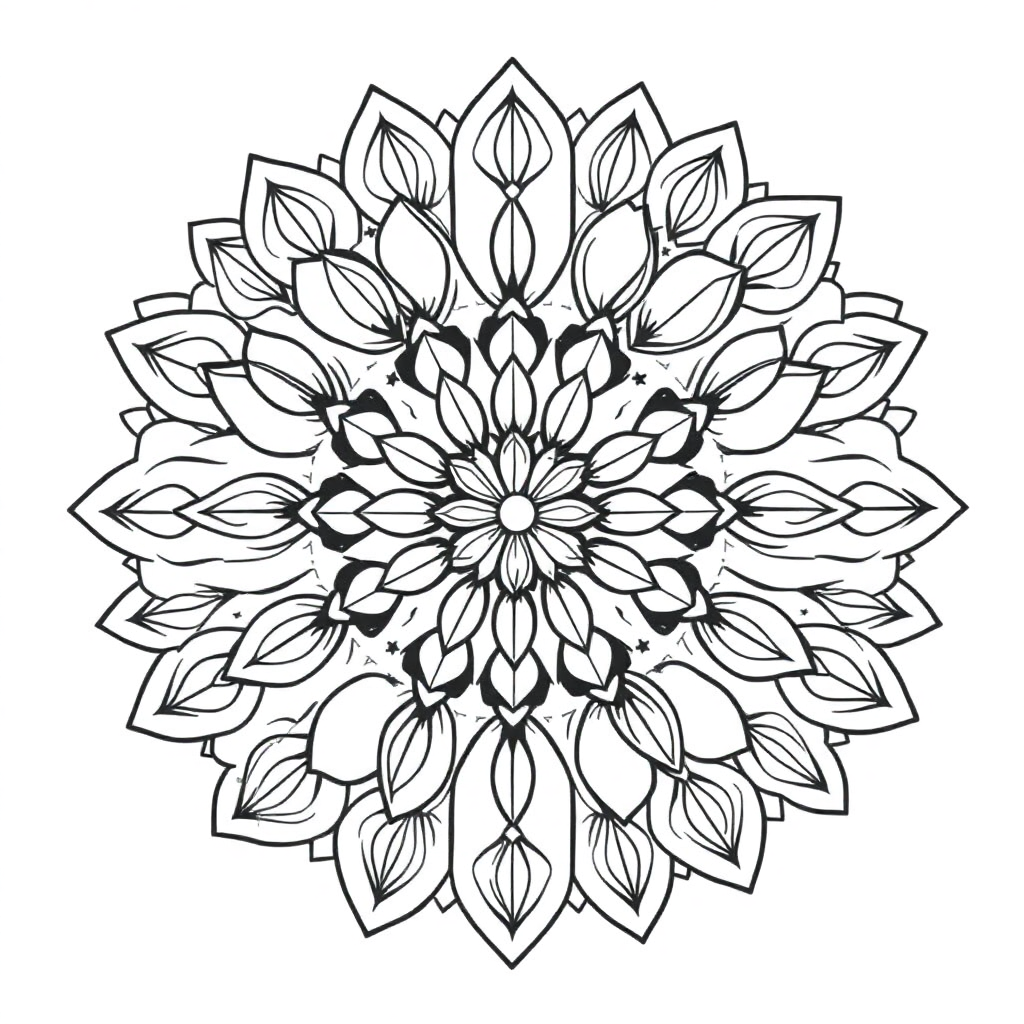 Circular Mandala With Petals In Winter Coloring Page