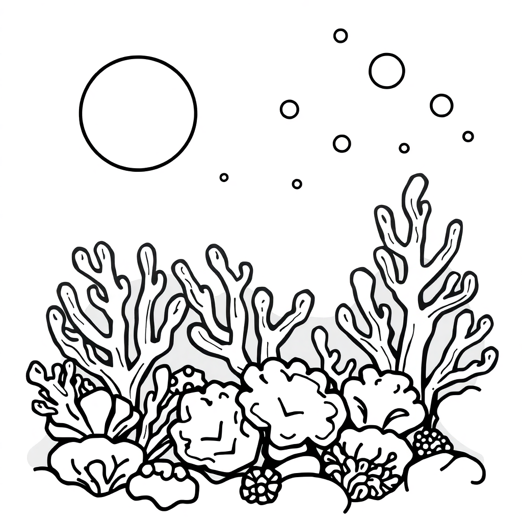 Coral Reef At Night Coloring Page
