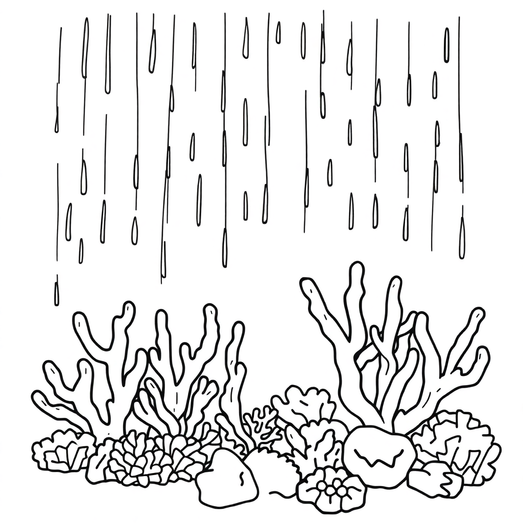 Coral Reef In Rain Coloring Page