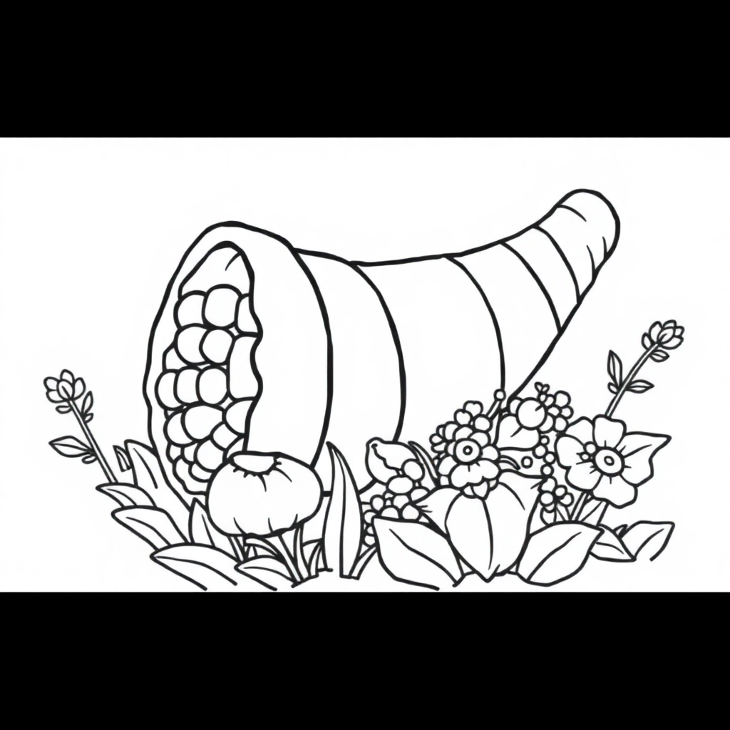 Cornucopia In Garden Coloring Page