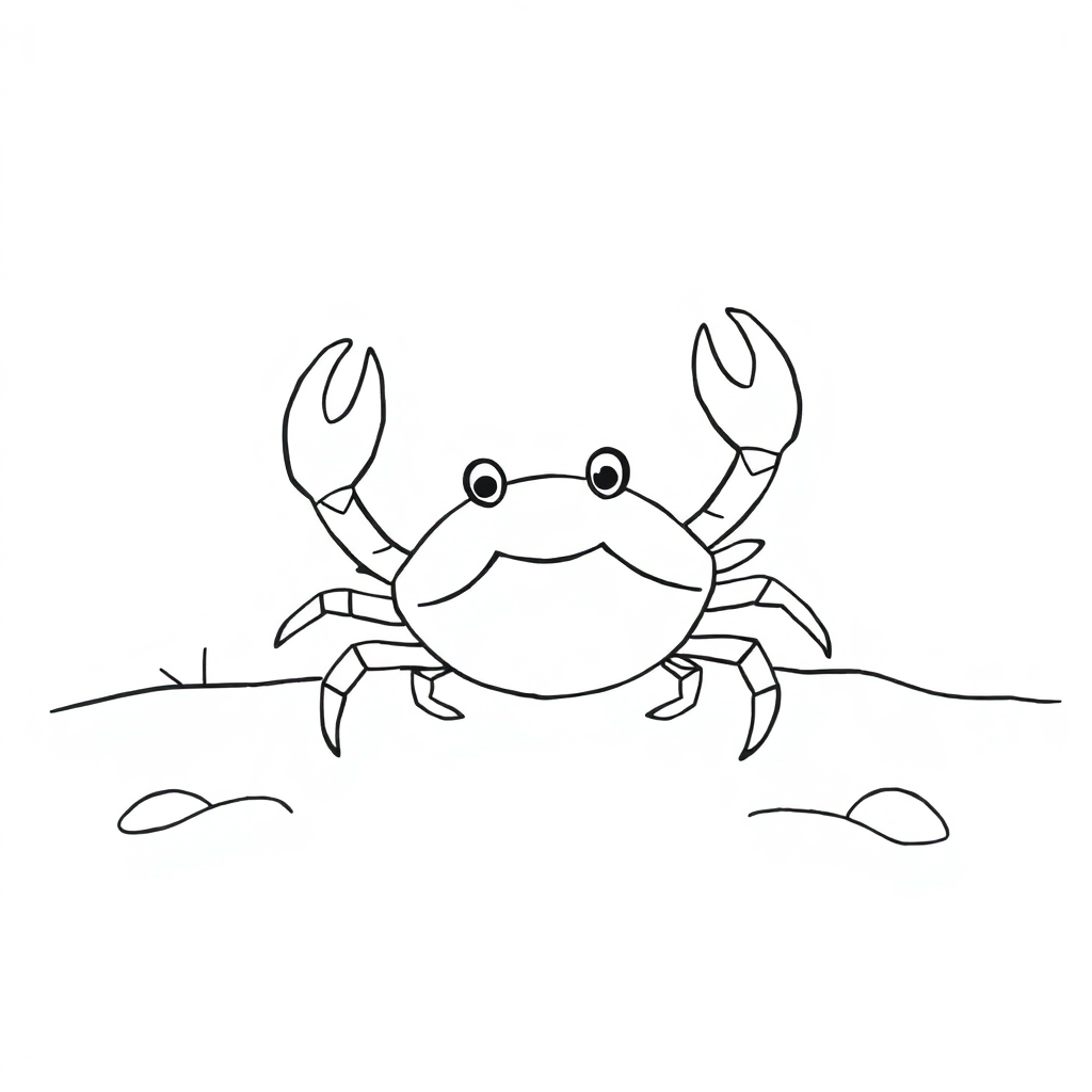 Crab On Beach In Space Coloring Page