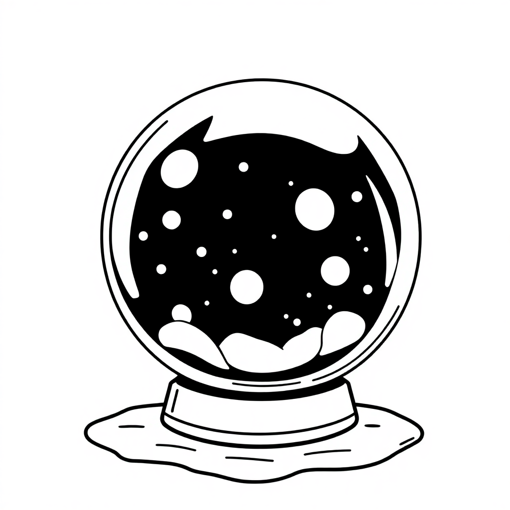 Crystal Ball At Night Coloring Page