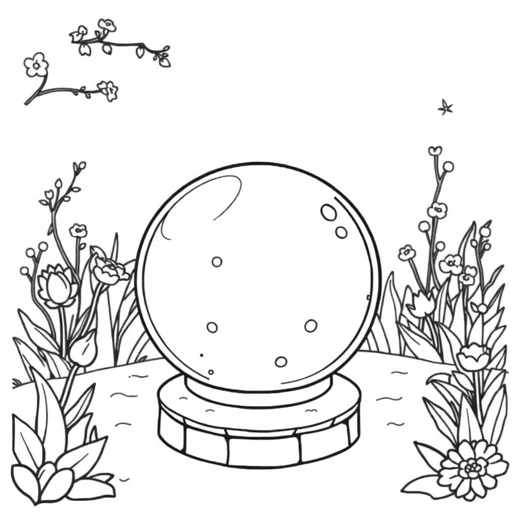 Crystal Ball In Garden Coloring Page