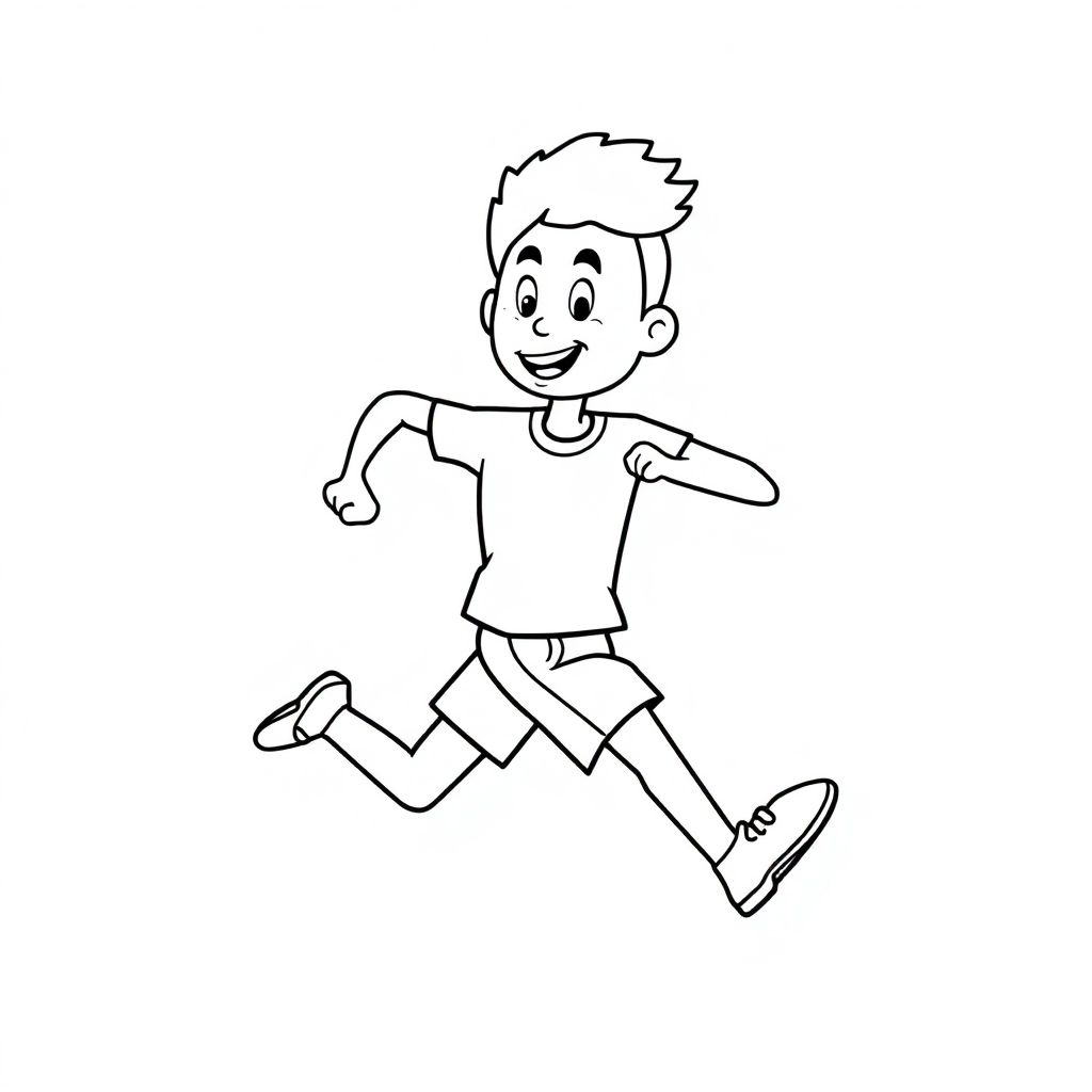 Cute Athlete Running Coloring Page