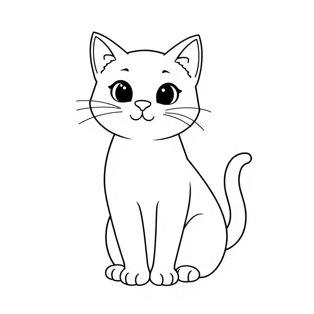 Cute Cat Sitting Coloring Page