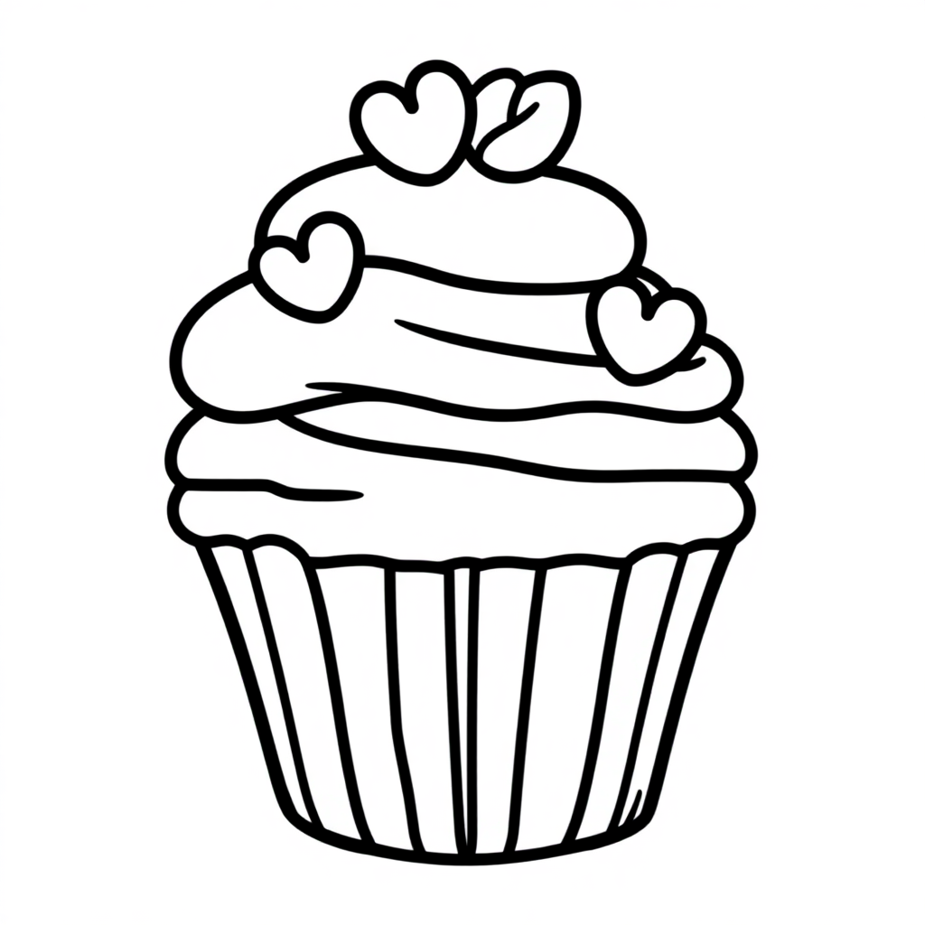 Cute Cupcake Decorated Coloring Page