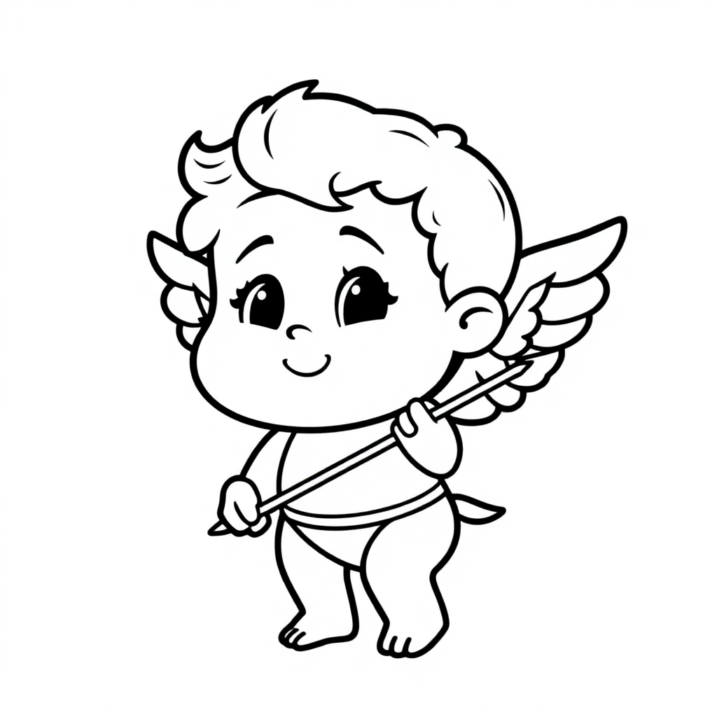 Cute Cupid With Arrow Coloring Page