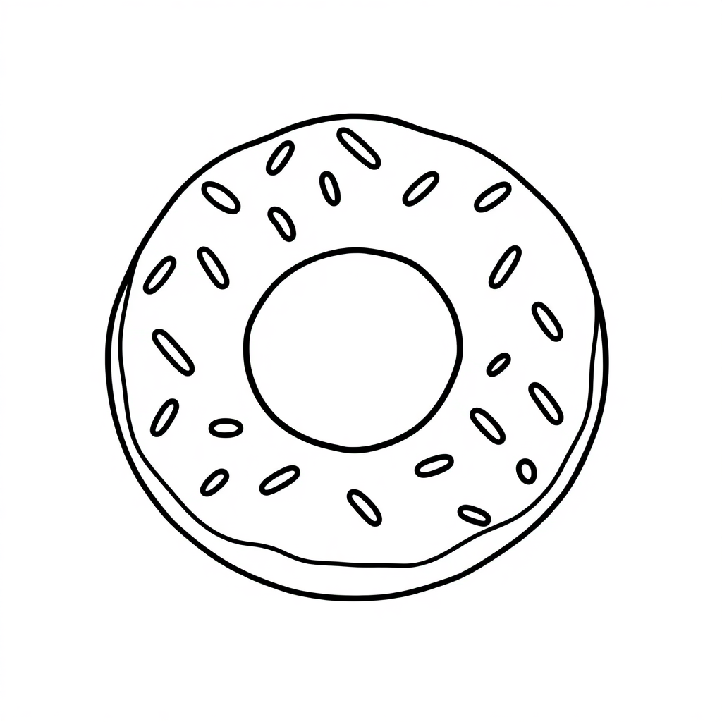Cute Donut With Sprinkles Coloring Page