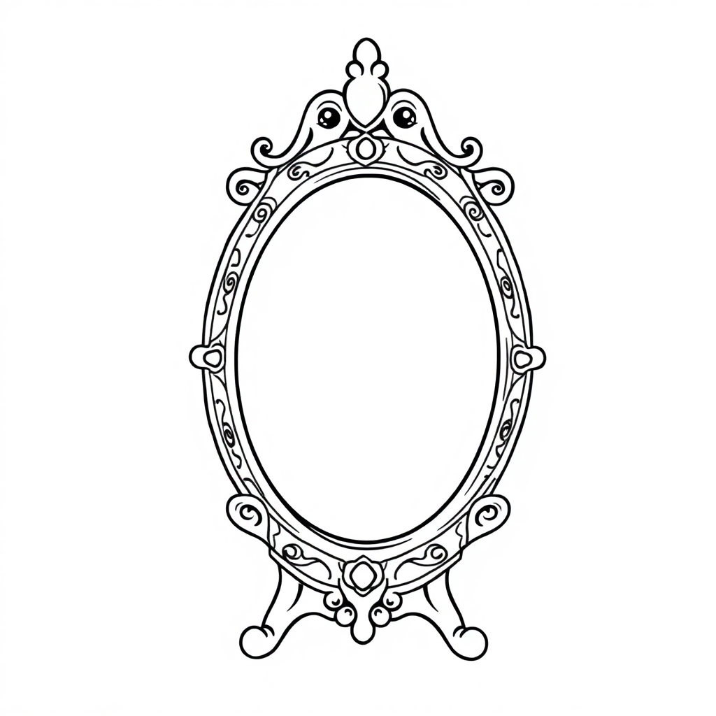 Cute Enchanted Mirror Coloring Page