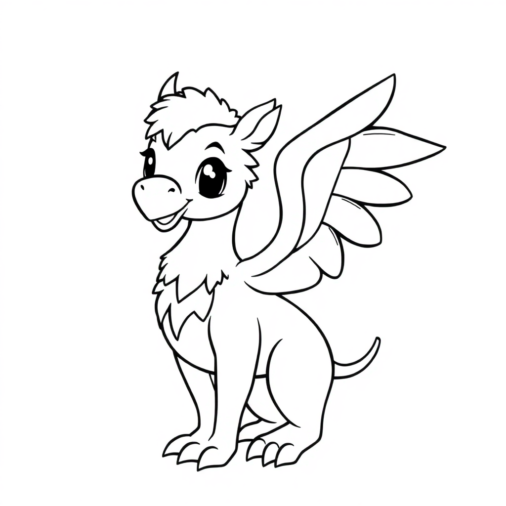 Cute Griffin Creature Coloring Page