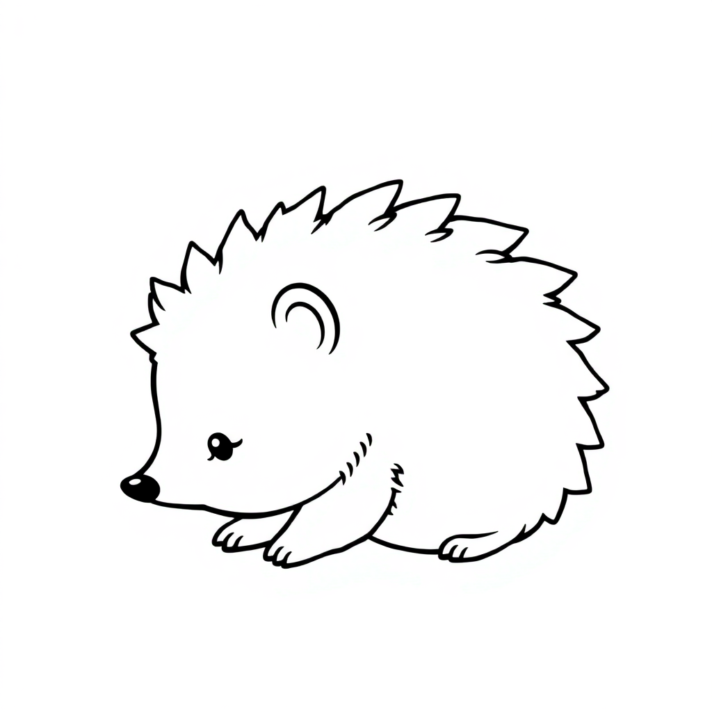 Cute Hedgehog Curled Up Coloring Page
