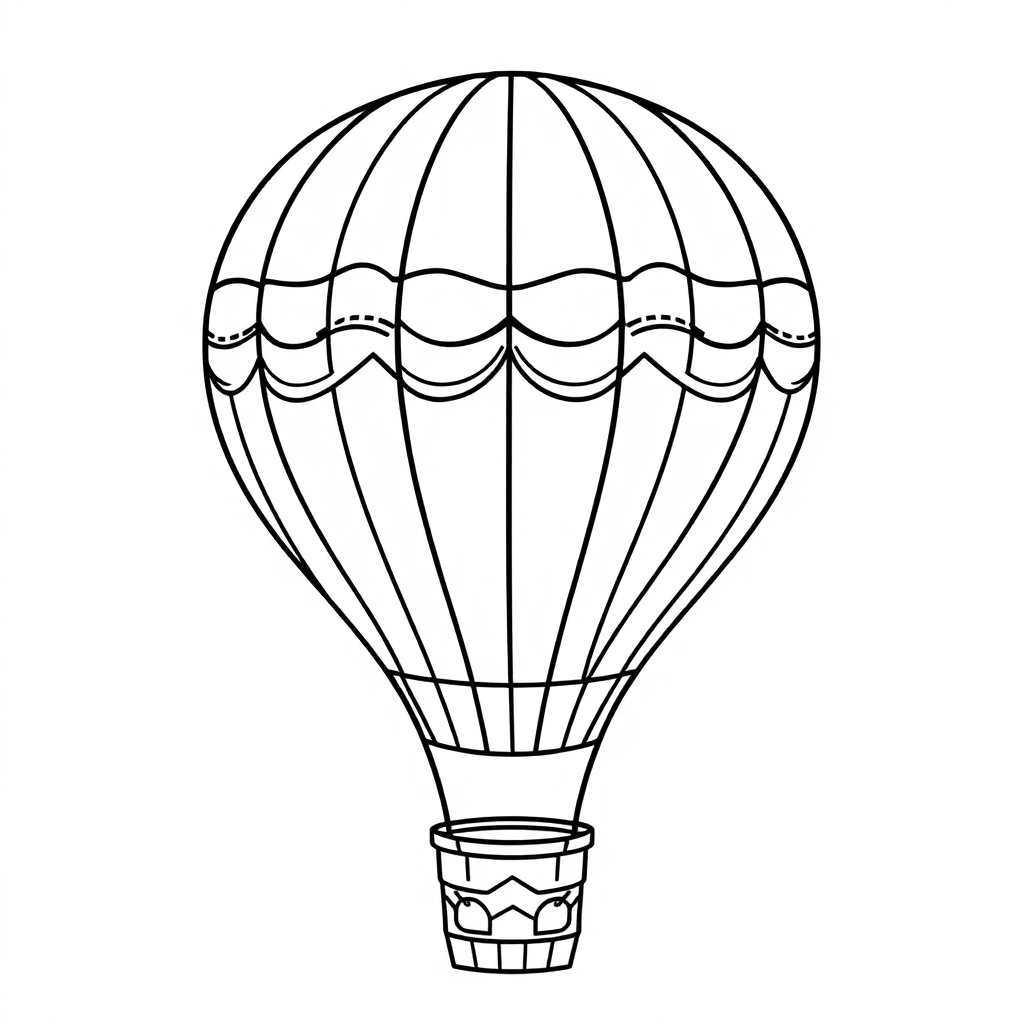 Cute Hot Air Balloon Coloring Page