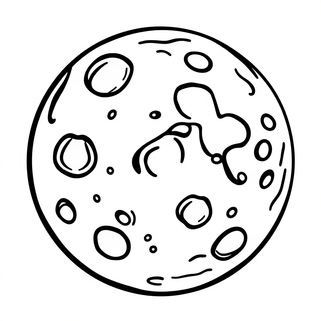 Cute Moon Surface With Craters Coloring Page