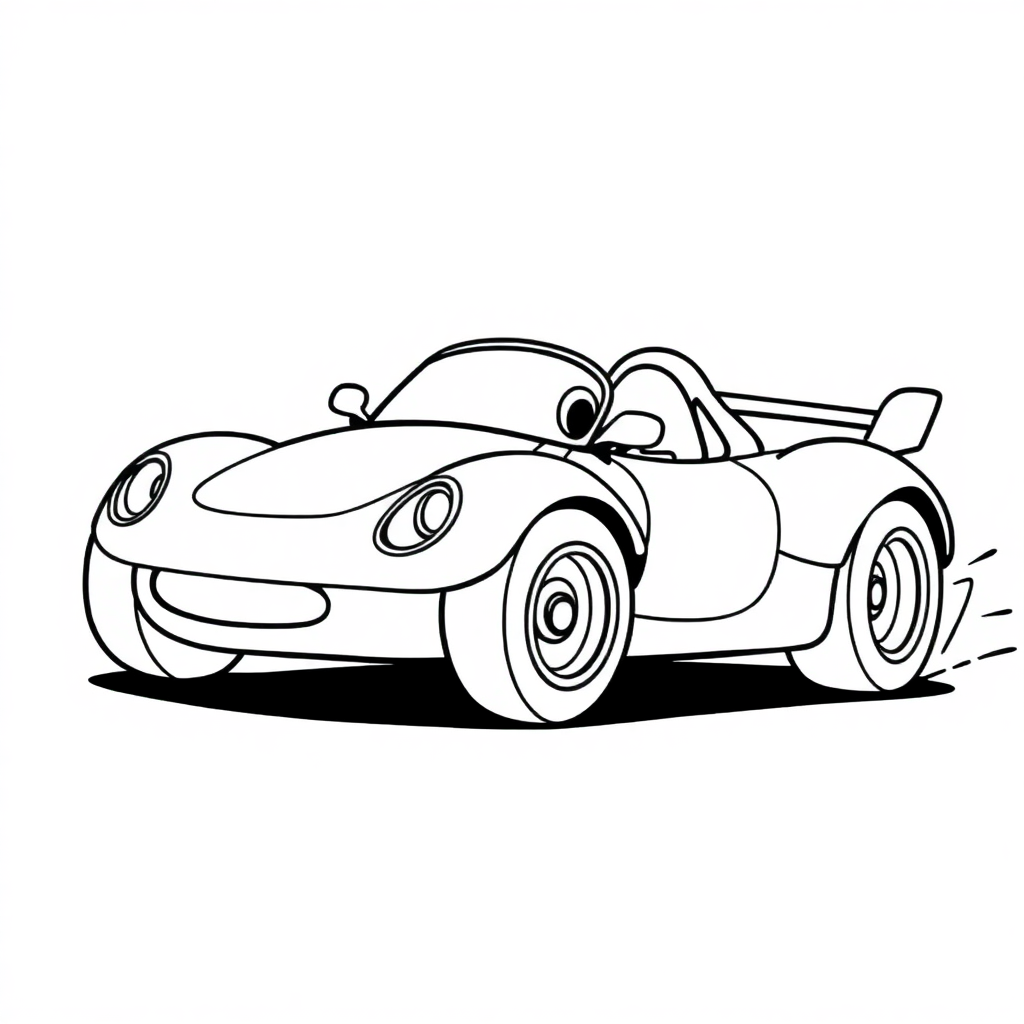Cute Race Car Speeding Coloring Page