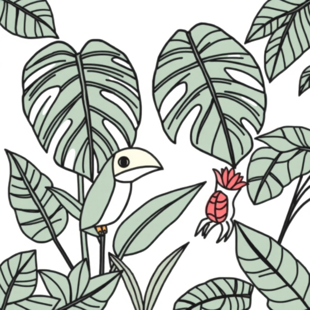 Cute Rainforest Plants Coloring Page