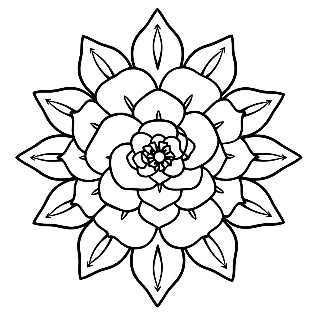 Cute Rose Mandala Pattern Coloring Page