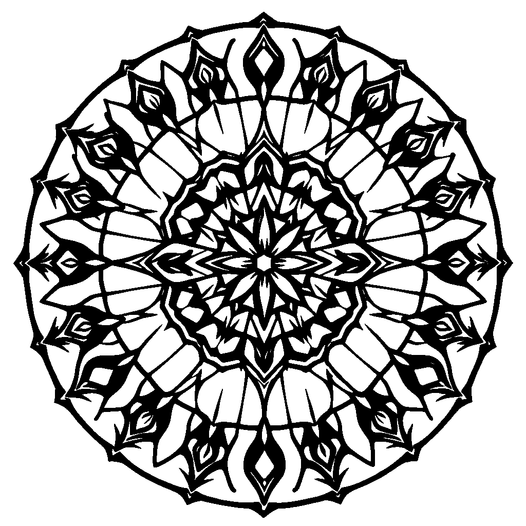 Printable Cute Sacred Geometry Mandala Coloring Page