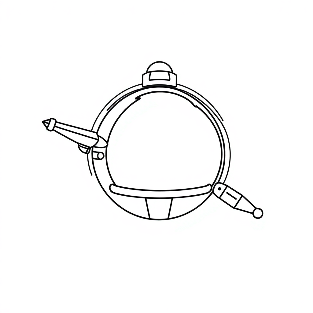 Cute Space Station Coloring Page
