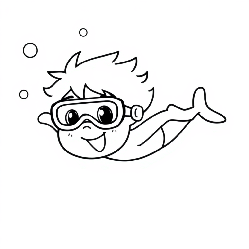 Cute Swimmer Diving Coloring Page