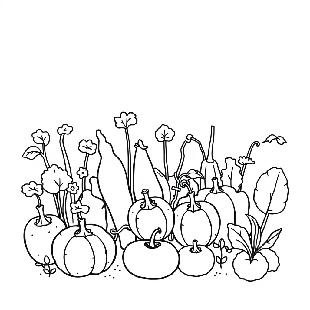 Cute Vegetable Garden Coloring Page