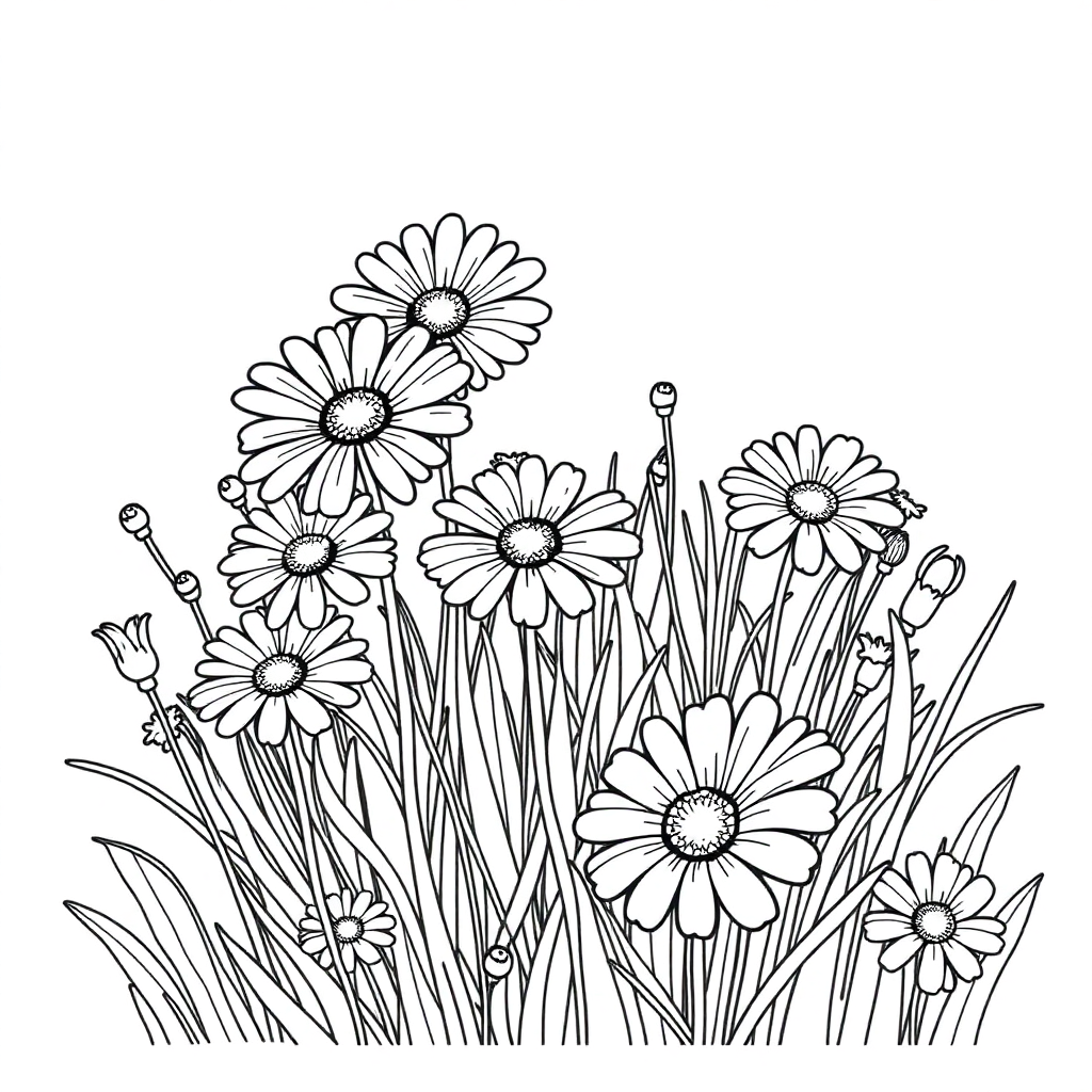 Daisy Meadow Coloring Page