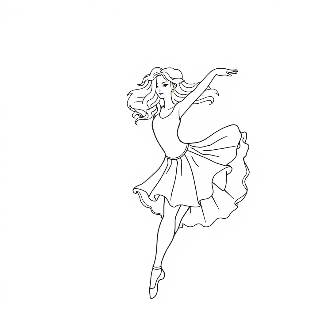 Dancer Ballet At Night Coloring Page