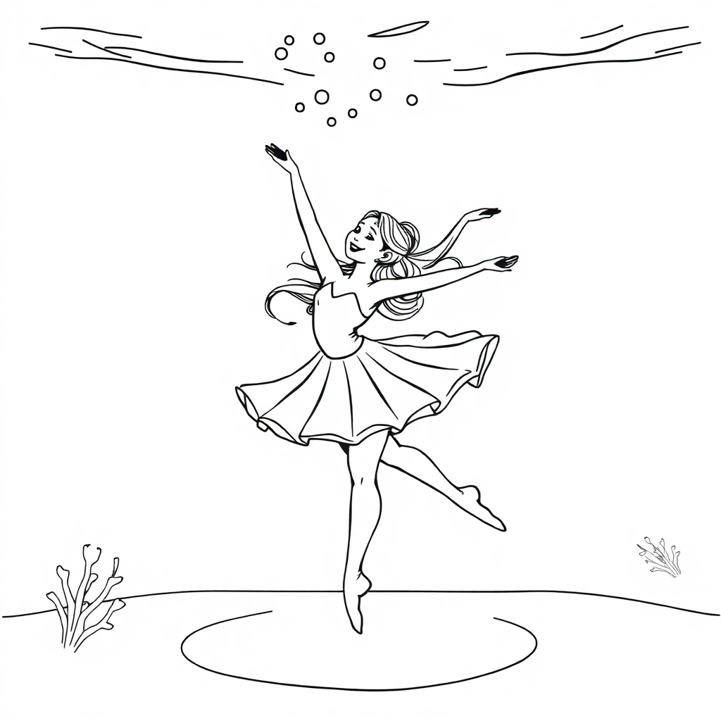 Dancer Ballet Underwater Coloring Page