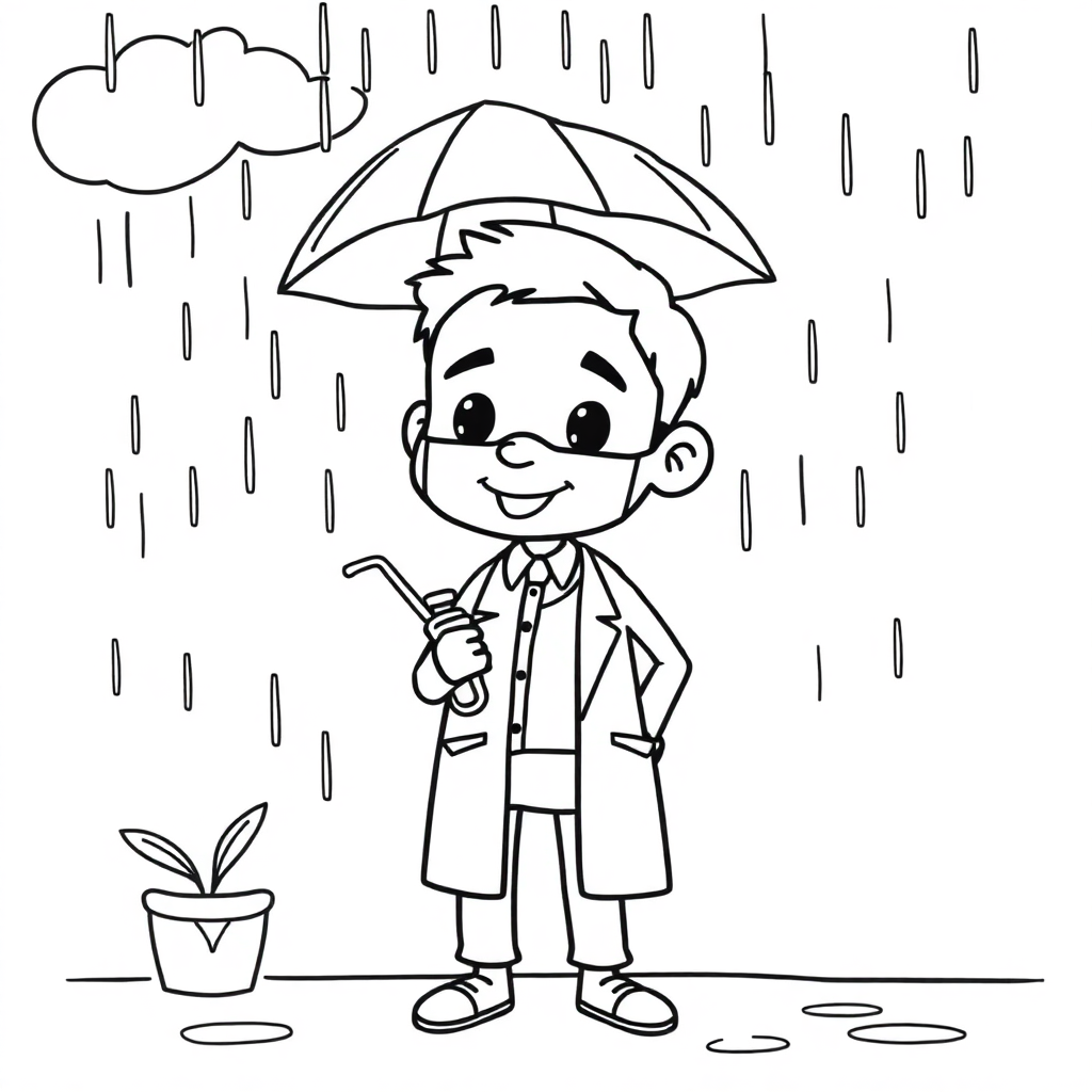 Dentist In Rain Coloring Page
