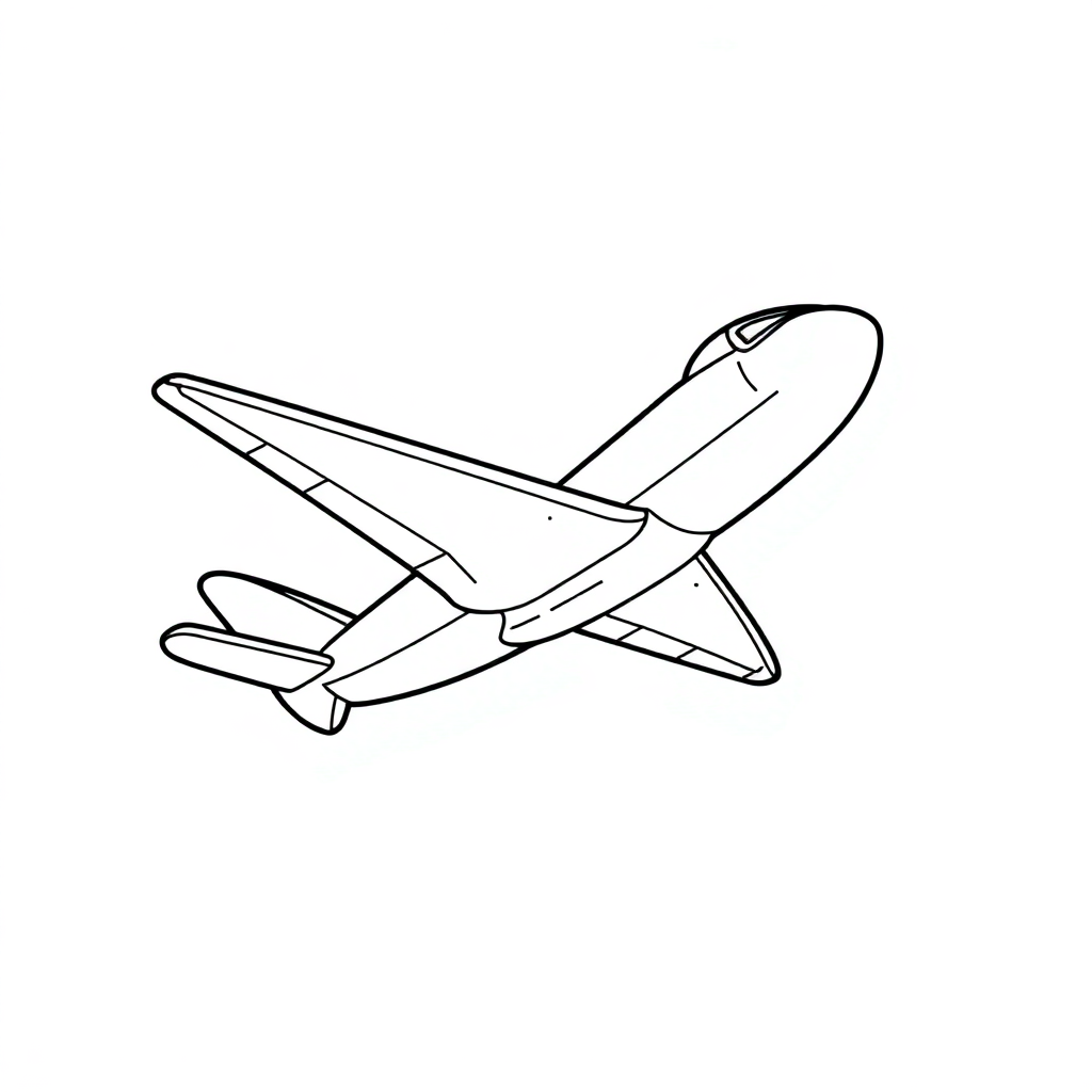 Detailed Airplane Flying Coloring Page