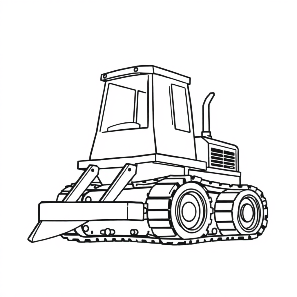 Printable Detailed Bulldozer Coloring Page
