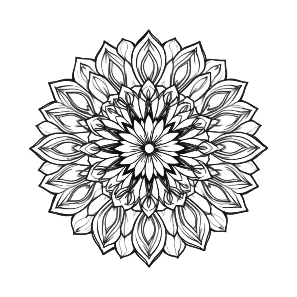 Detailed Detailed Circular Mandala With Petals Coloring Page